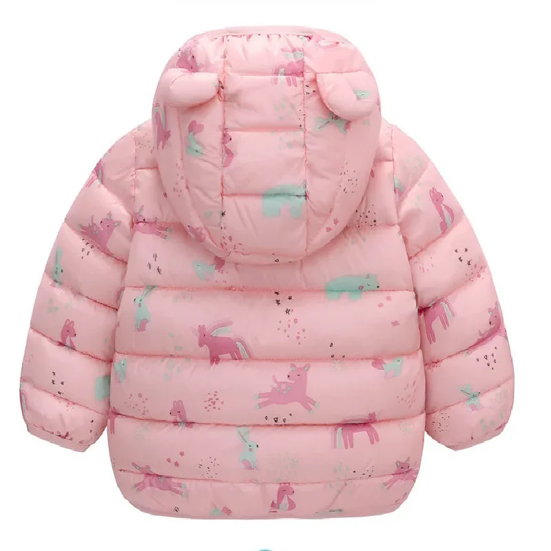 New Winter Down Warm Jackets Autumn Baby Thin Hooded Cotton Coats Girls Boys Cute Solid Outerwear 2-6 Years