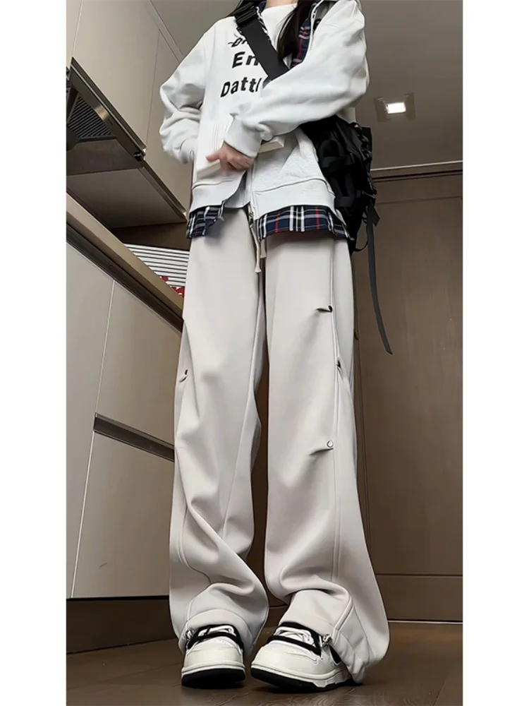 

Мужские зимние утепленные повседневные брюки Cleanfit из флиса, плиссированные, в американском стиле, плотные, свободные, прямого кроя, спортивные штаны