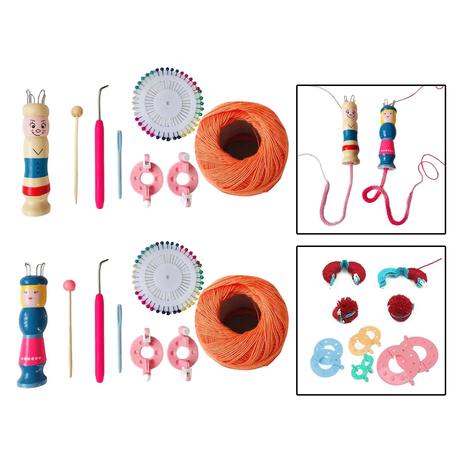 

Natural Wooden Knitting Looms Set Craft Kit Tool with Hook Needle and Maker Weaving Tool for Beginner Adults