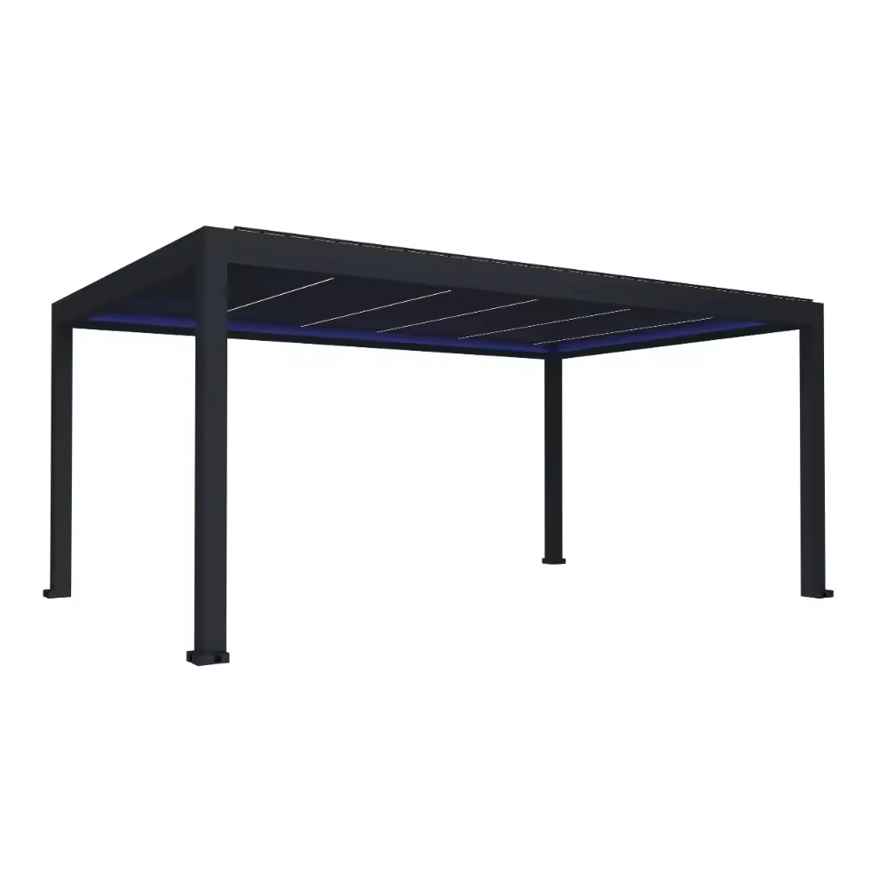 OneAlu 4x3 Aluminum Electric Roof Gazebo - Powder-Coated, Easy Assemble, Rust-Resistant Durable Garden & Patio Decor