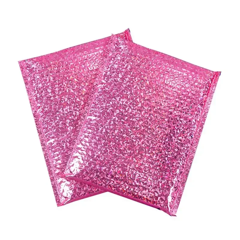 50pcs Holographic Metallic Poly Bubble Mailer Glamour Shades Foil Cushion Wedding bags Padded Shipping Packaging Envelopes Gifts