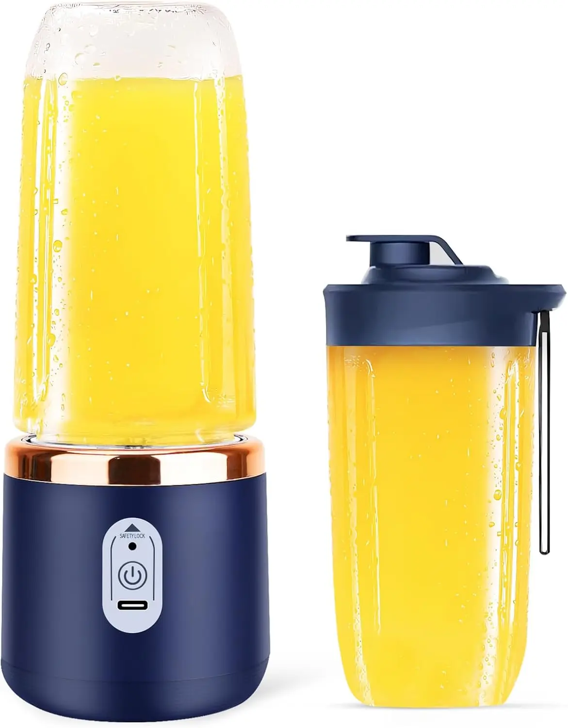 

Портативная чашка для сока на 400 мл, синий драгоценный камень, зарядка через USB, высокоскоростной блендер для смузи и молочных коктейлей