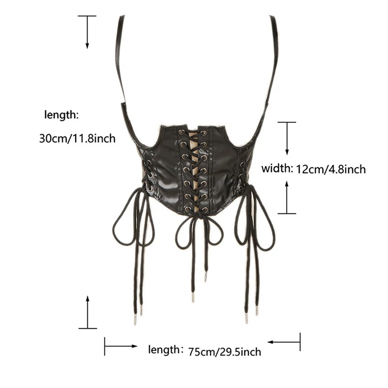 Women Punk Wide Waist Belt PU Leather Corset Slimming Body Shaper Female Lace-up Bustiers Tops Y2k Lolita Clothing Accessories