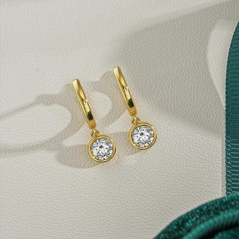 NeeTim 0.5ct Moissanite Earring for Women Wedding Luxury Jewelry Earrings 925 Sterling Silver With Gold Plated Ladies' Earrings