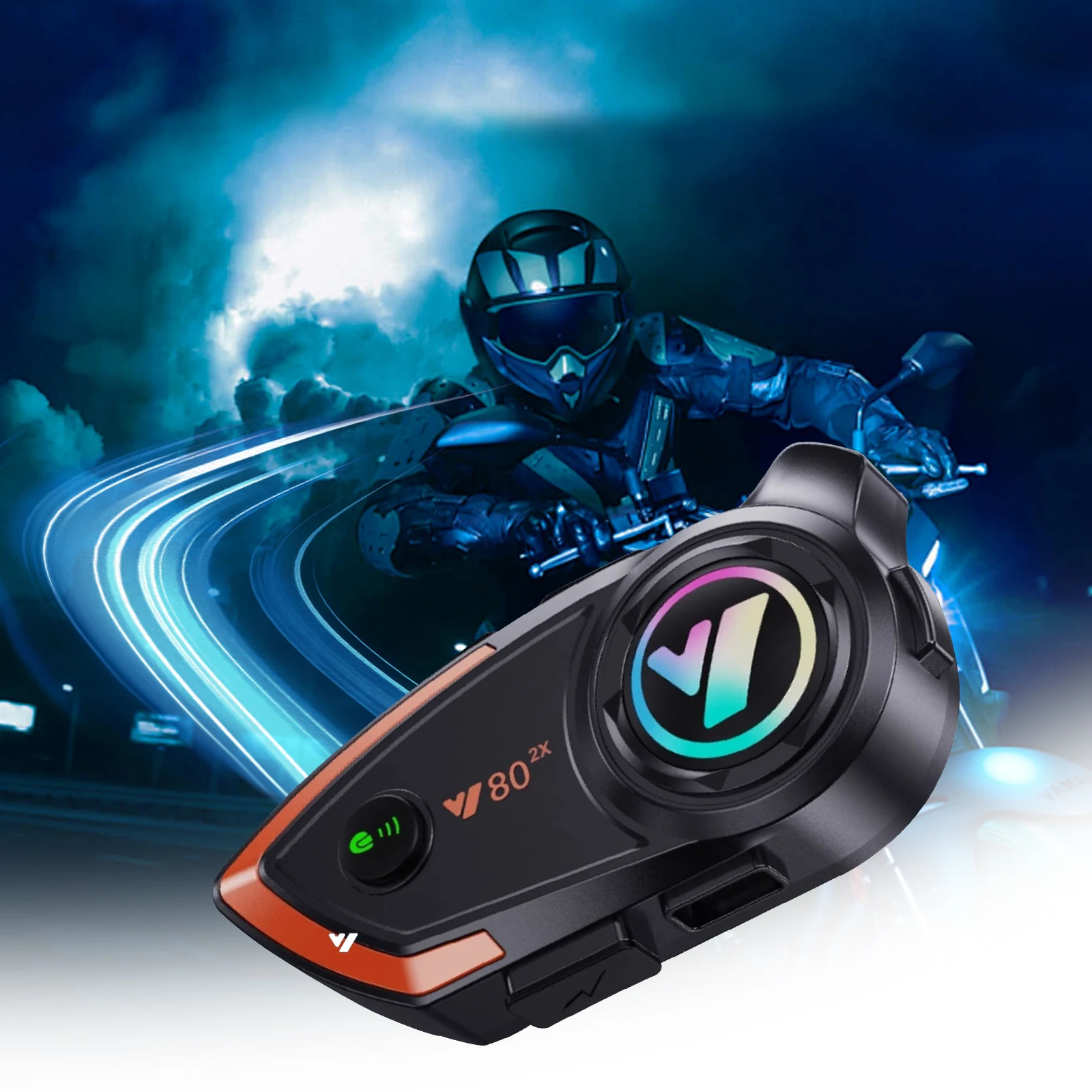Wireless Motorcycle Helmet Headphones CVC Noise Reduction 800m Intercom Distance IPX6 Waterproof Compatible with All Helmets