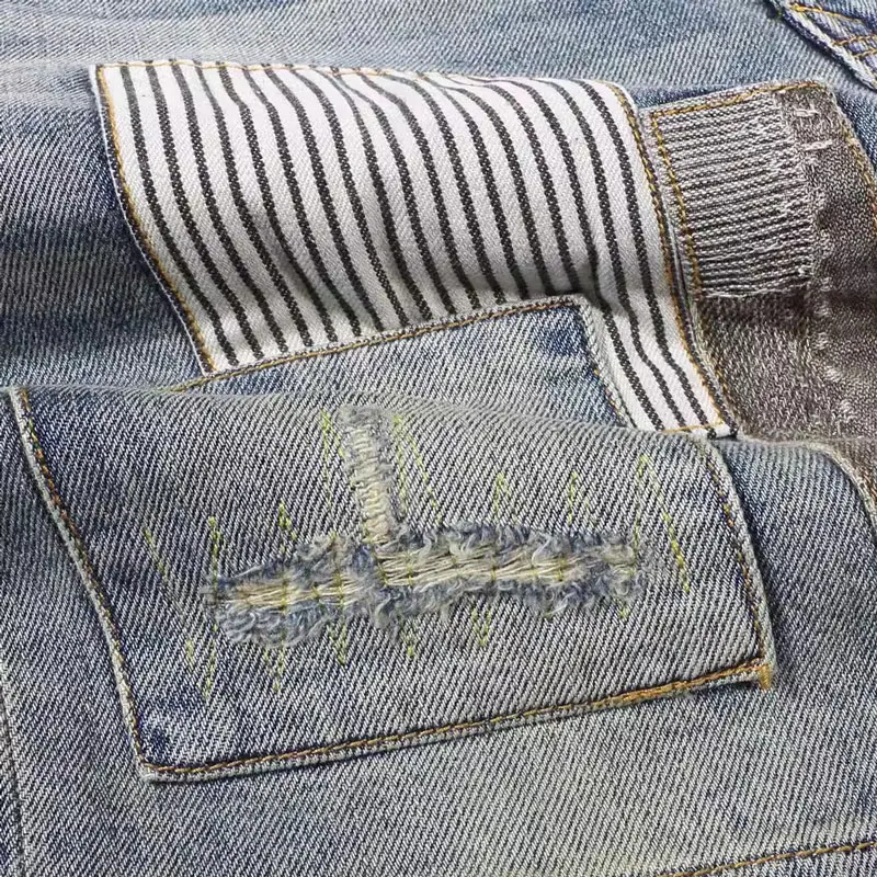 Summer Designer Fashion Men Jeans Retro Washed Blue Stretch Slim Fit Short Ripped Jeans Hombre Patched Hip Hop Denim Shorts Men