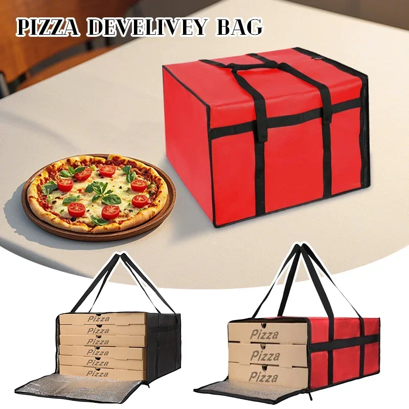 

Insulated Pizza Delivery Bag Reusable Food Bag Sturdy with Dual Zippers for Pizzerias Multifunctional Grocery Shopping Bag
