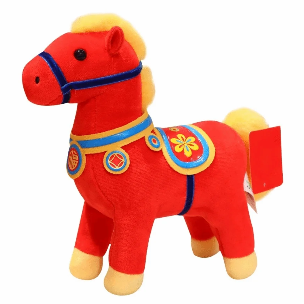 

Kawaii Soft Horse Plush Toys PP Cotton Filling Cute Zodiac Pony Figurine Mascot Dolls Cartoon Horse Doll Festive Decoration