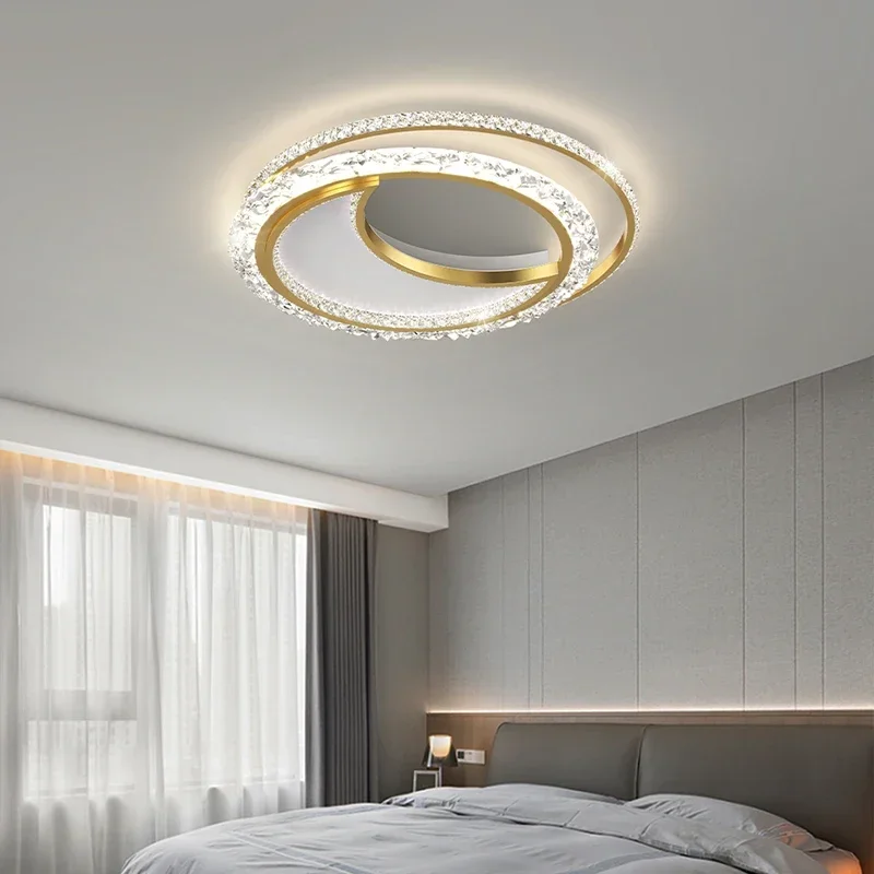 Moderne Minimalistische Acryl Ronde Led Plafondlamp Home Fashion Sfeer Gouden Kroonluchters Nordic Creatieve Slaapkamer Lamp