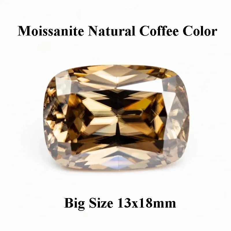 

Moissanite Stone Natural Coffee Color Big Size Rectangle Cushion Cut for Diy Charms Jewelry Loose with GRA Certificate