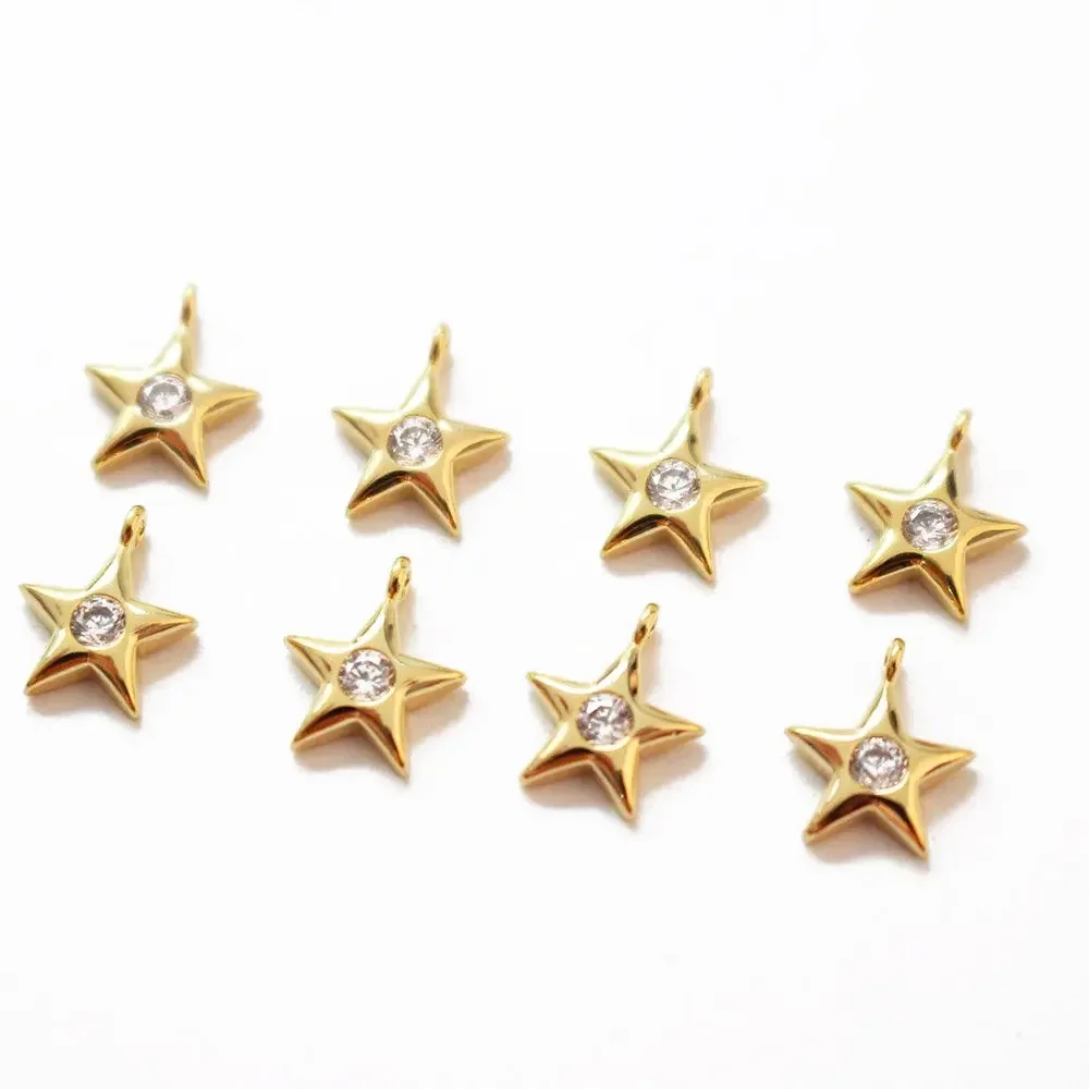 4PCS 18K Gold Plated Pentagram Moon Shape Diy Earrings Supplies Jewelry Findings Components Pendant Material Accessories