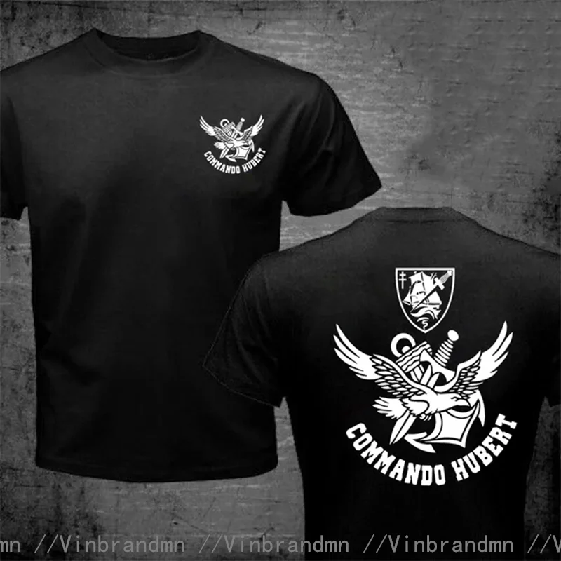 Summer T Shirts French Special Forces Marines Combat Swimmer Frogmen Commando Hubert Marine T-Shirt Double Side Printing T-Shirt