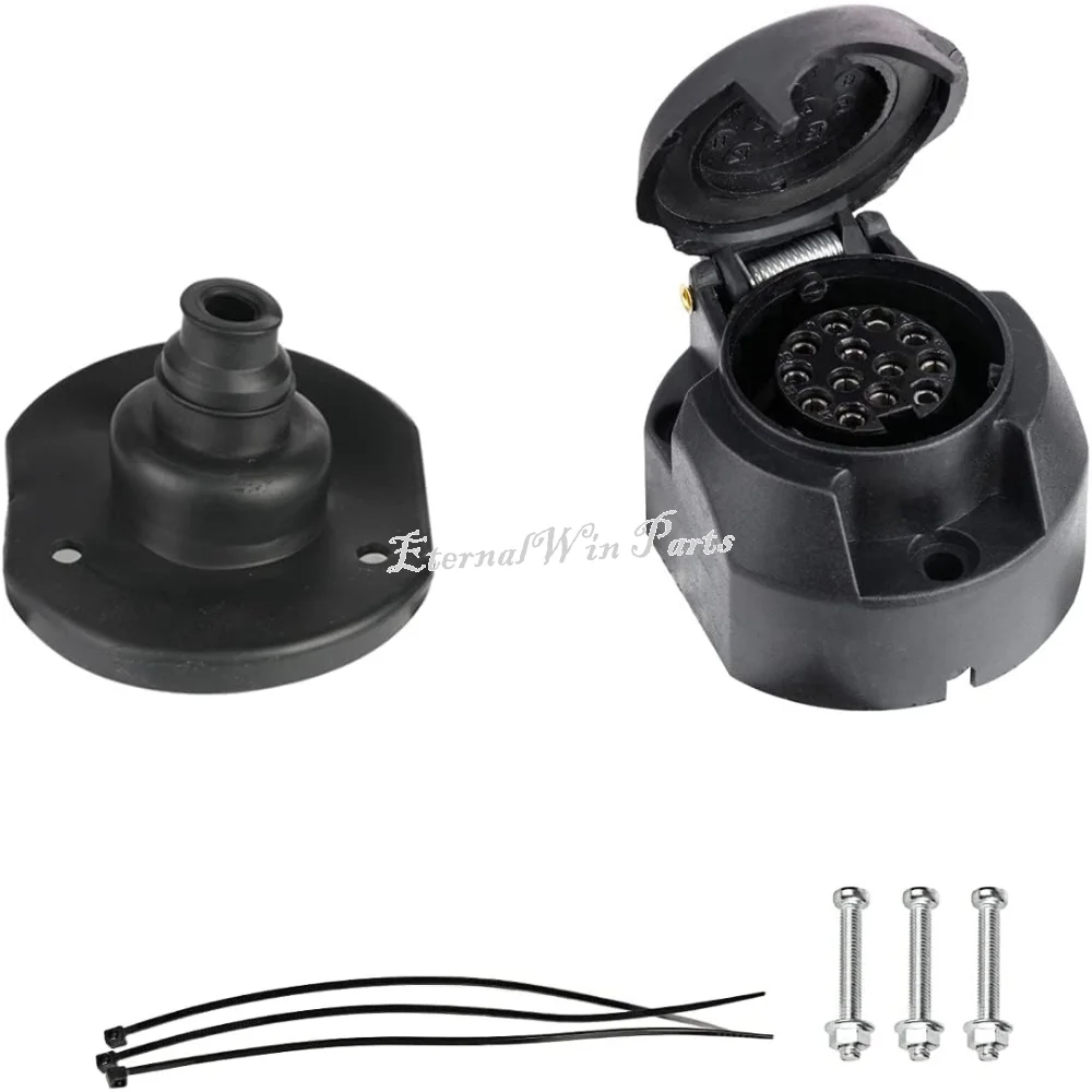 

13 Pin Waterproof Trailer Socket with Rubber Gasket 12V - 24V Heavy Duty for Truck RV Car Boat Caravan Electrical Connection