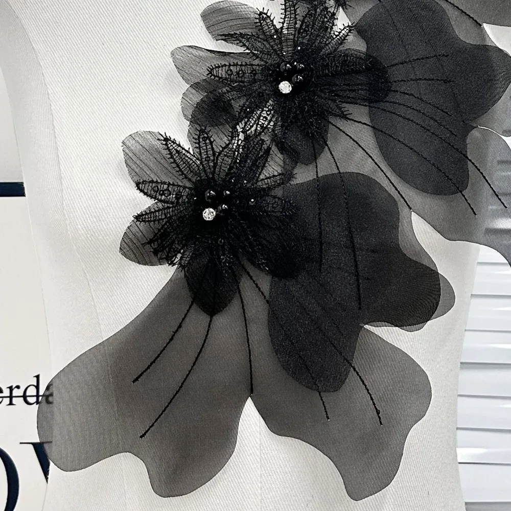 New Multi-layer Organza Flower Patch 3D DIY Dress Cloth Pin Large Lace Embroidery Studded Patch Corsage Accessory