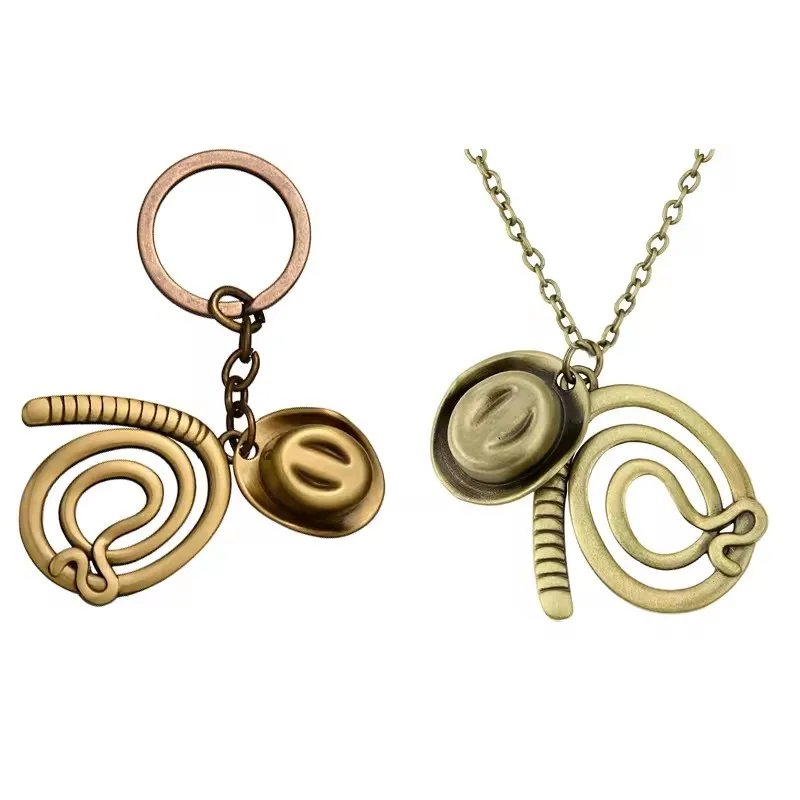 

Raiders of the Lost Ark Indiana Jones Pendant Keychain Necklace Hat&Whip Alloy Cowboy Chain Chaveiro Jewelry for Fans Key Ring