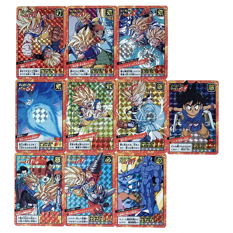 

10Pcs/set Dragon Ball GT Flash Cards Super Saiyan fierce fight Goku Torankusu Pan Rare Card Game Anime Collection Card Toys Gift