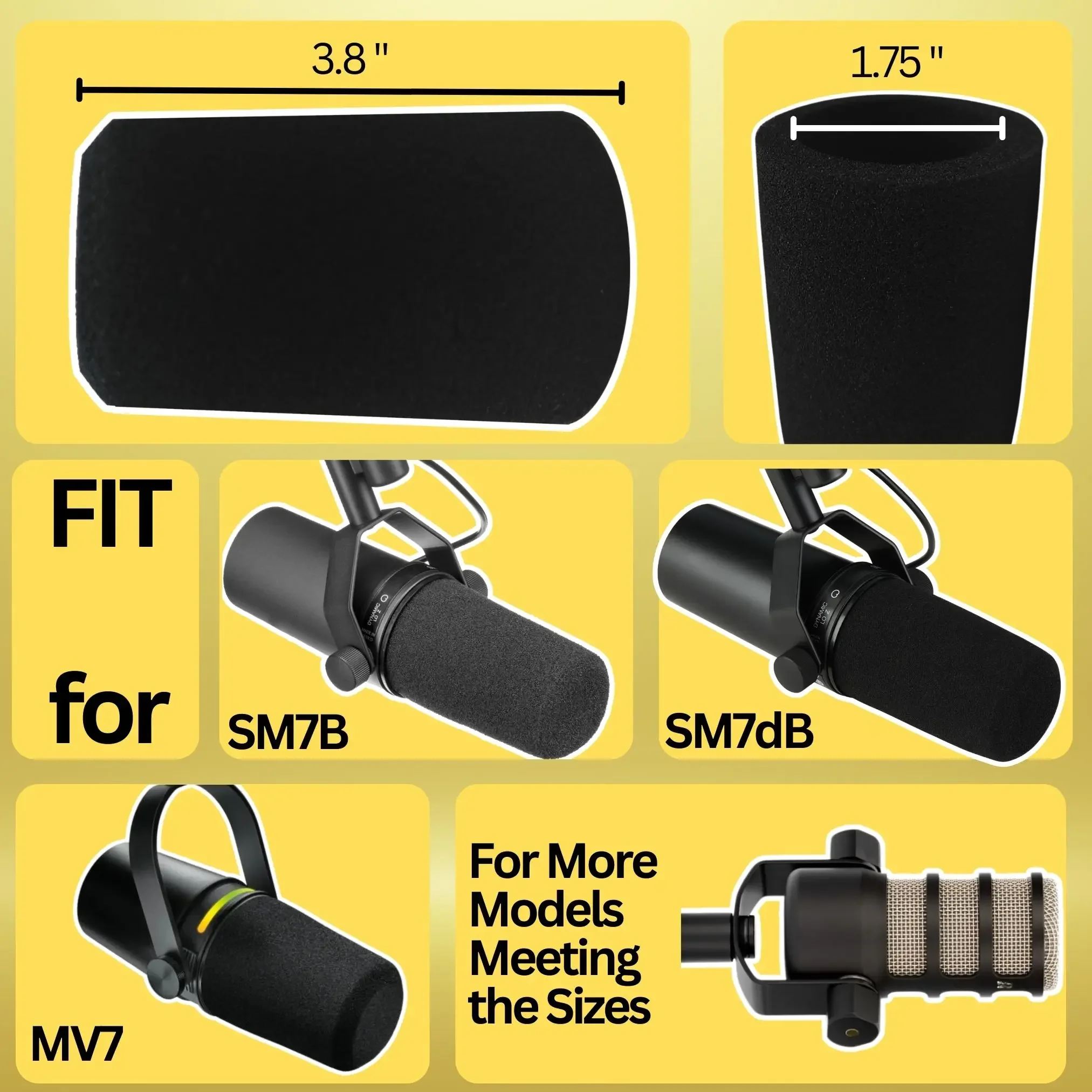 SM7B Windscreen for Shure SM7B SM7dB Podcast Microphone Cover Replacement