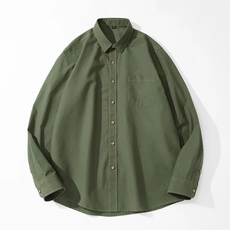 

New Cotton Denim Long-sleeved Men's Shirt Casual and Comfortable Solid Color Youth Shirt Jacket Oversize Men