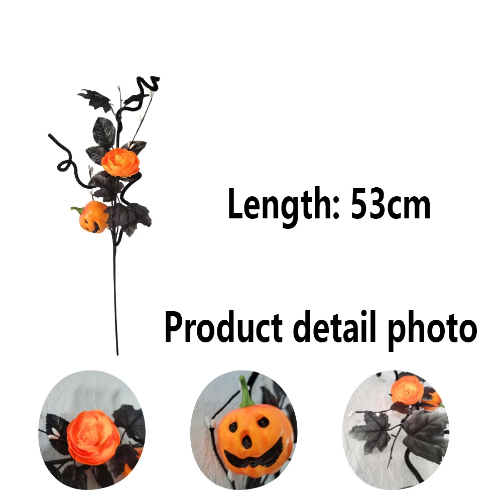 

5PCS Simulated flowers Halloween party home props decorations pumpkin flowers ghost face branches holiday atmosphere bouquet