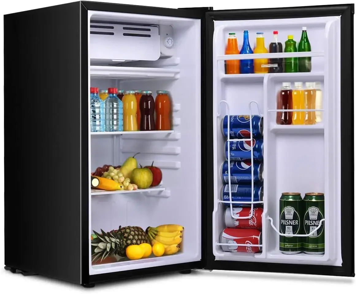 COSTWAY Compact Refrigerator, Single Door 3.2 CU.FT. Mini Fridge Compartment with Adjustable Thermostat and Removable