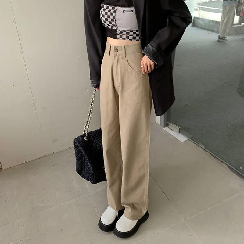 American Harajuku Straight Jeans Women Wide Leg Denim Pants Streetwear Trousers Casual Vintage Women's Pants Female Jeans