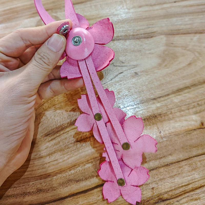 زهرة على شكل حقيبة سحر الملونة جلد البقر زهرة أكياس قلادة الراقية المفاتيح اليد حبل هدية ديكور المنزل حقيبة الملحقات #6