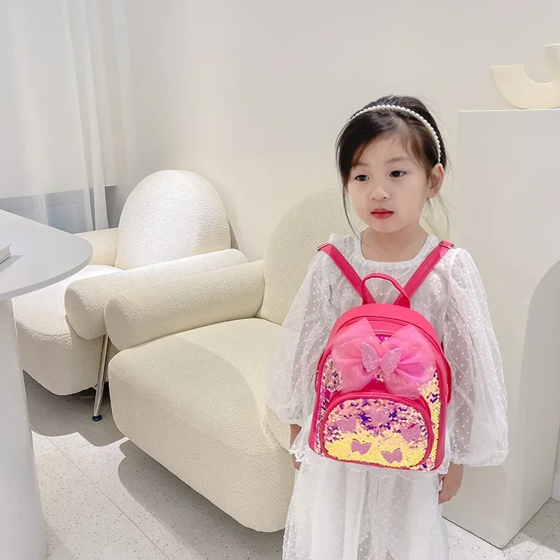 Bling Kids Backpacks Princess Bags for Girls Schoolbag Butterfly Baby Kindergarten Backpack Toddler Shoulders Bag Children Gift