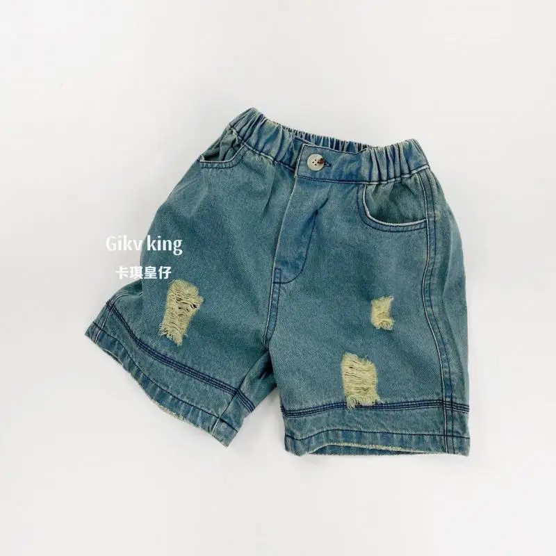 2026 Summer New Boys Girls Ripped Jeans Children Casual Shorts Baby Denim Shorts Loose Toddler Short Jeans Kids Clothes