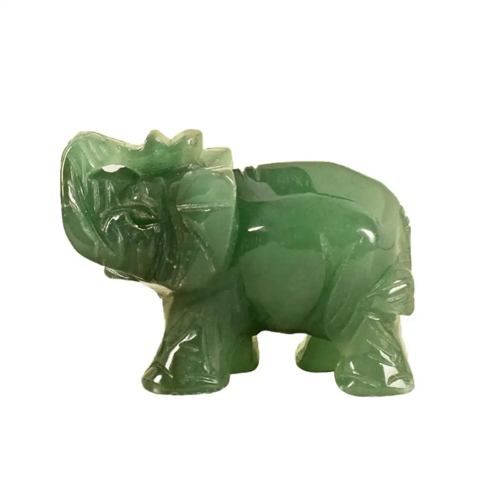 New 1Pc 3.8cm Hand Carved Artificial Natural Green Aventurine Jade Stone Elephant Statue Home Decoration Elephant Ornaments