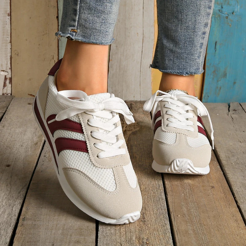 2026 Spring/summer Women's Sneakers Casual Platform Female New Striped Casual Running Shoes Comfortable Vulcanized Shoes view 4
