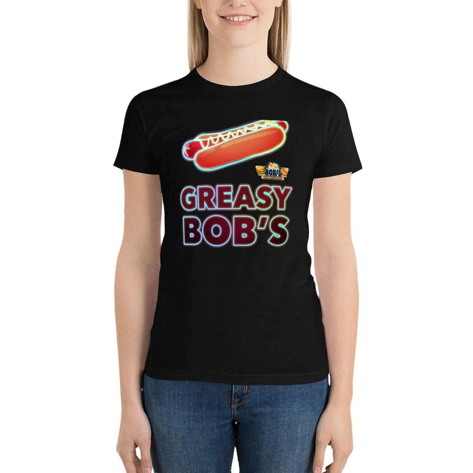 Greasy Bob＊s T-Shirt Aesthetic clothing Short sleeve tee hippie clothes funny Women t shirt