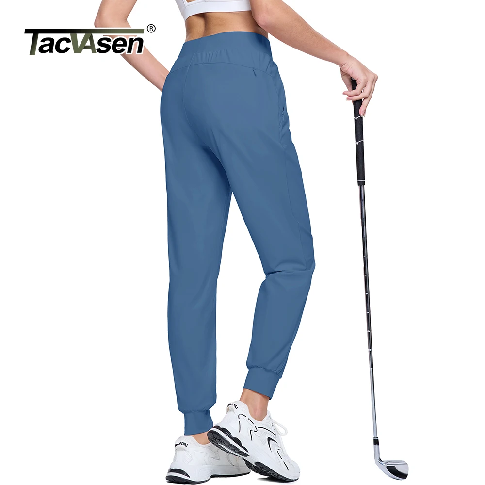 TACVASEN Quick Dry Golf Pants Hiking Womens Casual Outdoor Pants Elastic Waist Pocket Jogger Lightweight Runnng Bottoms Male