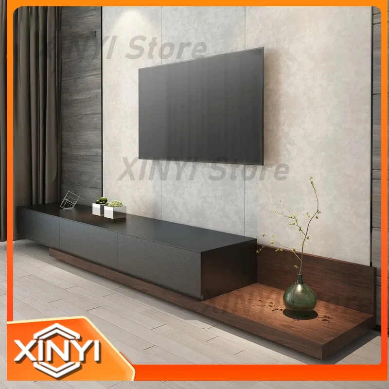 Extendable TV Stand Coffee Table Set for Nordic Style Modern Minimalist Living Room Black Floor Standing TV Cabinet for Small