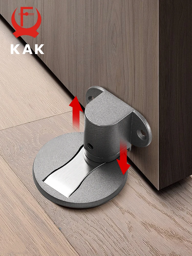 2PCS KAK Magnetischer Türstopper, nicht stanzbar, verstellbarer Türstopper, Aluminiumlegierung, versteckter Türstopper, Bodentürstopper, Hardware-Türschutz