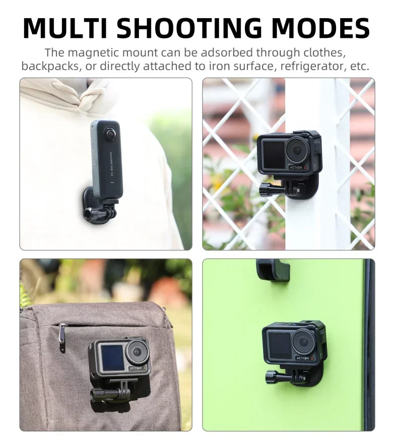 تثبيت كاميرا الحركة المغناطيسية ، حامل الرقبة ، صندوق الهاتف ، قوس التحرير ، مناسب لـ Insta360 X3 ، X2 ، Gopro11 ، Mini ، DJI ، Action3