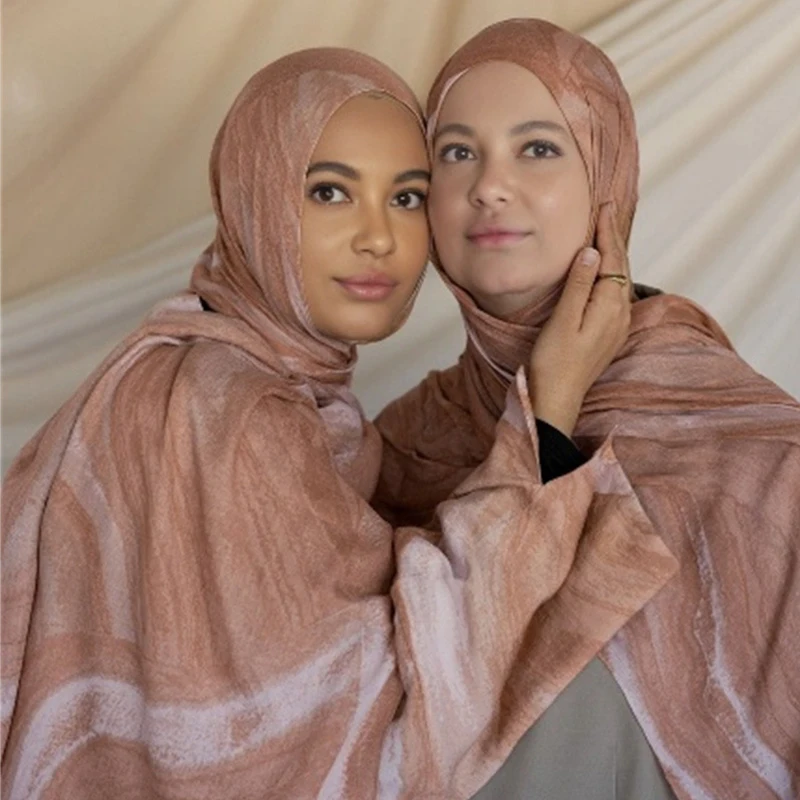 

Мусульманский модальный трикотаж, шарф-хиджаб, длинный мусульманский акварельный платок с цветочным принтом, женский простой мягкий тюрбан с галстуком, повязка на голову, шарф