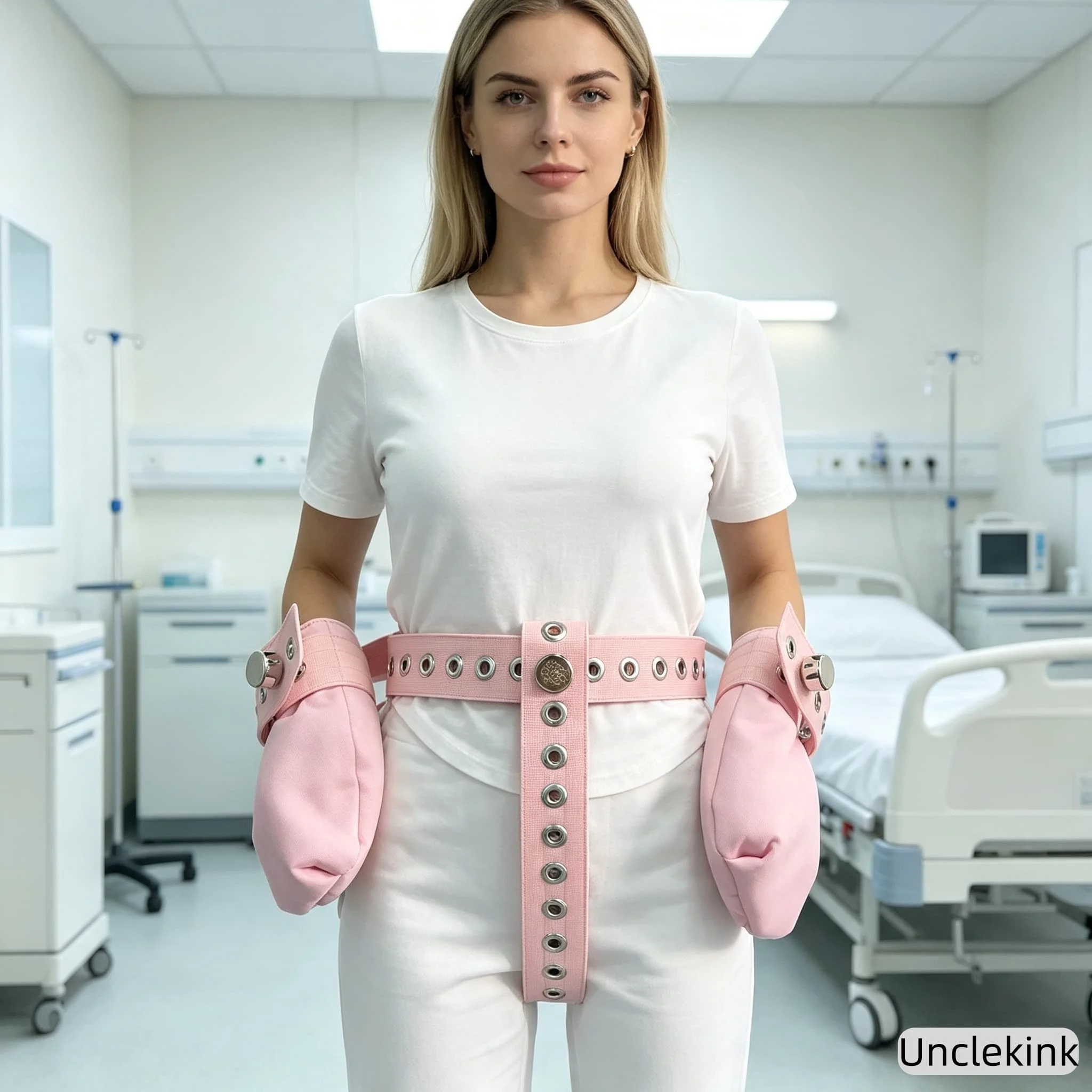 Adjustable Waist Crotch Restraint Belt with Lockable Padded Safety Gloves Hand ABDL Restraint Mitts for Patients