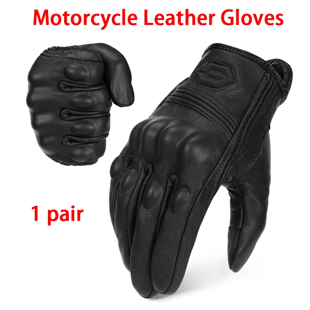 

Motorcycle Leather Gloves Four Seasons Wear-Resistant Breathable Gloves Suitable for Bike Racing Motocross Gloves Accessories
