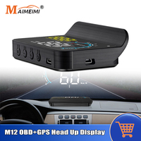 Car M12 Head Up Display On-board Computer Auto Windshield Projector Speedometer RPM MPH KMH HUD Guage OBD+GPS Head-up Display