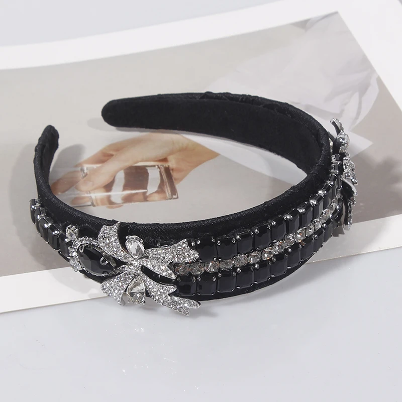 Luxury Baroque Diamond Headbands Boutique Hair Accessories Women Heavy Industry Color Rhinestone Hairband Hair Hoop Wholesale