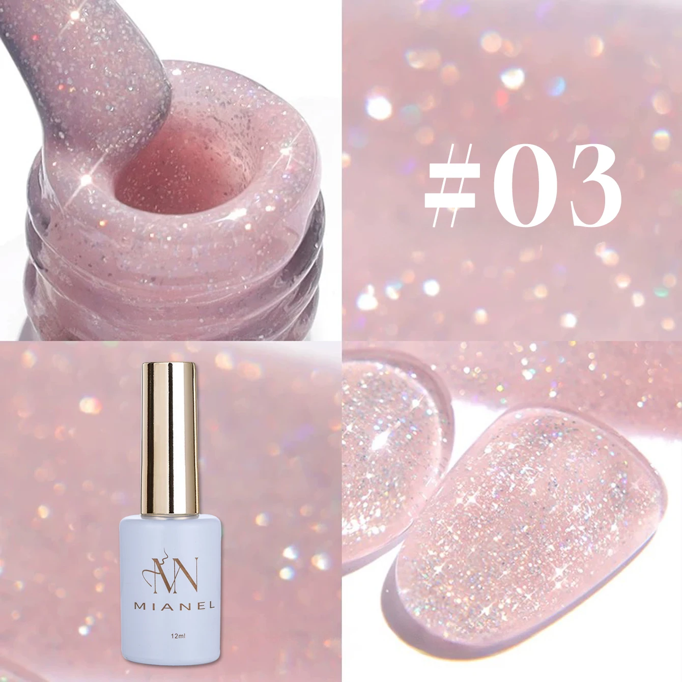 MIANEL 12ML Japanese-Style Phototherapy Glitter Gel Polish Diamond Crystal Sequin Nail Polish Blue Pink Green UV LED Nail Glue