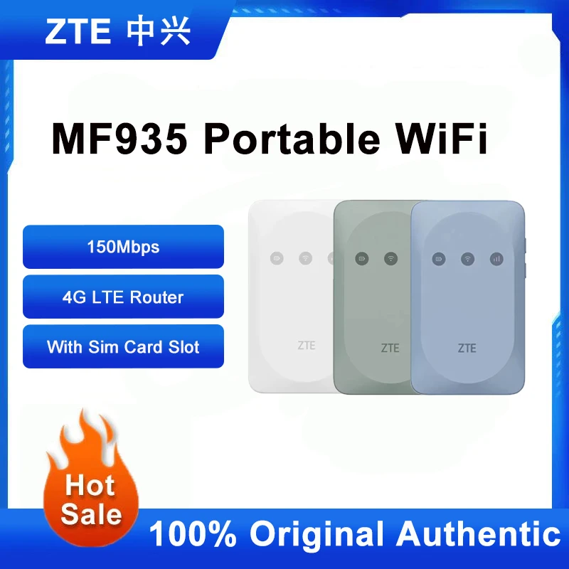 

Unlocked ZTE MF935 Portable Wireless WiFi 150Mbps Modem Outdoor Hotspot Pocket MiFi 4G LTE Router With Sim Card Slot 2000mAh