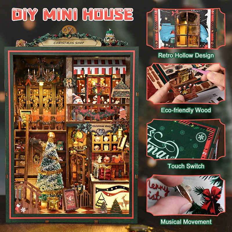 Style DIY Book Nook Kit 3D Woo - Miniature Led Light Kit For Dollhouse 评论和价格