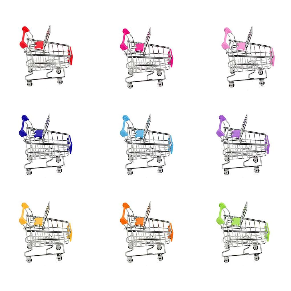 Baby Kids Simulation Mini Shopping Cart Toys Handcart Supermarket Storage Basket Trolley Toy