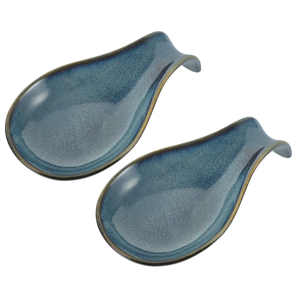 

2Pcs Farmhouse Spoon Rest Elegant Ceramic Spoon Holder for Cooking Spatula Neat Table Setting Household Gadgets Kitchen Supplies
