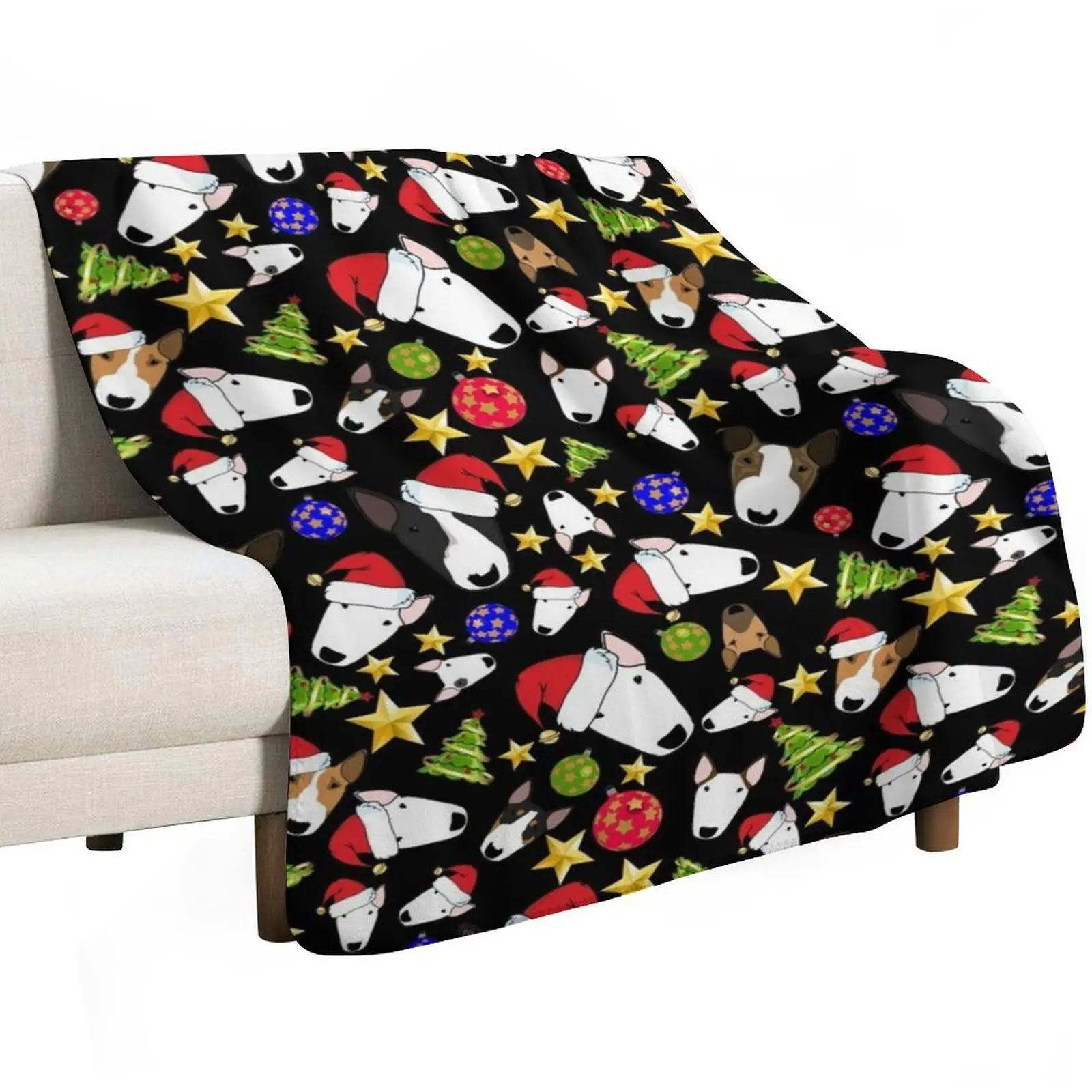 Christmas Bull Terriers Throw Blanket Beach Polar Picnic For Baby Blankets