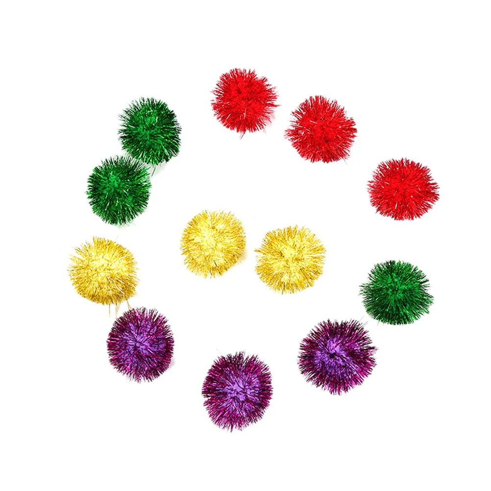 30 PCS Colorful Mini Sparky Glitter Tinsel Balls Small Pom Ball For Cat Toys (Mixed Colors) Cat Balls