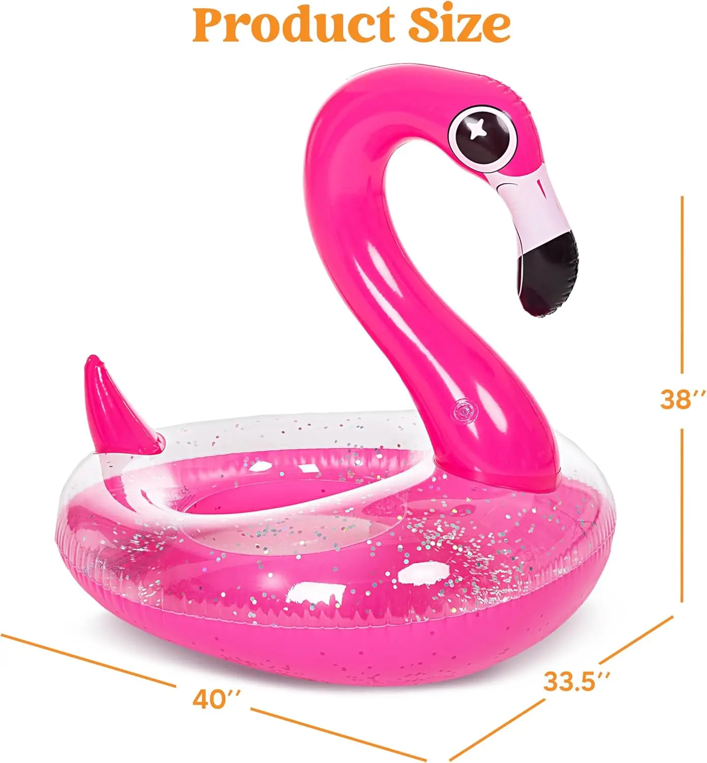 膨脹式フラミンゴプールフロート、グリッター付きフラミンゴプールチューブスイムリングフロート、大人子供用フローティングファンビーチレイクフロート