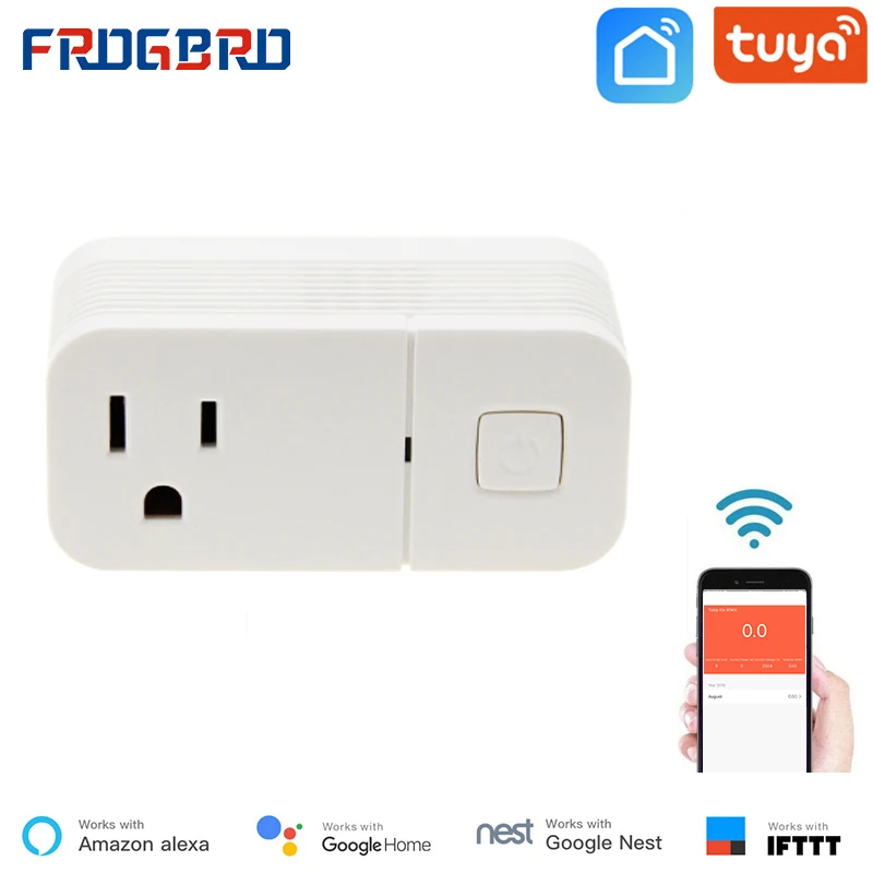 

FROGBRO AU Plug WIFI Smart Socket SAA certified 10A,110-240V Phone Timing,Current Monitoring,Support Alexa/Google Voice Control