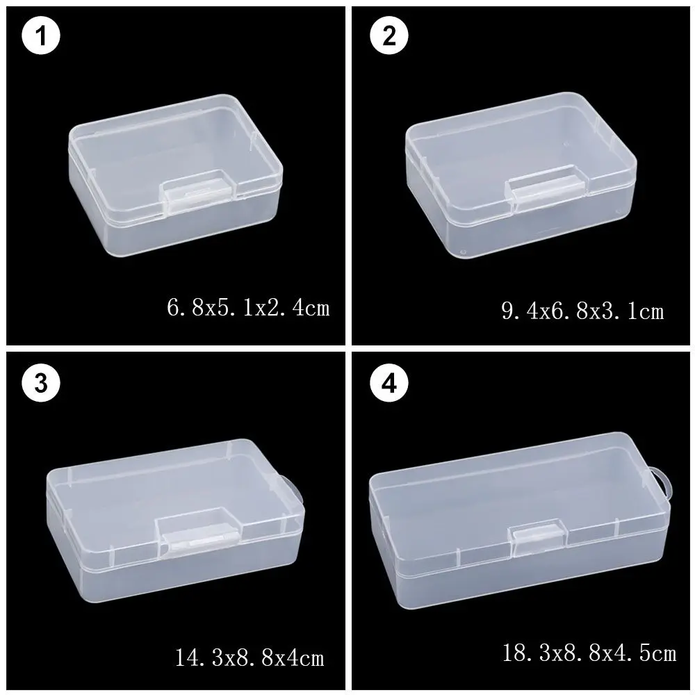 Caja de almacenamiento de plástico transparente cuadrada pequeña para joyería, suministros de almacenamiento para el hogar, bordado de diamantes, píldora de cuentas artesanales, 4 tamaños